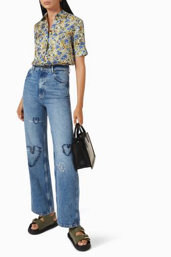 hover state of Heart Embroidered Jeans