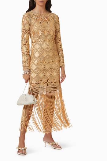 hover state of Kaleidoscope Macrame Dress in Viscose