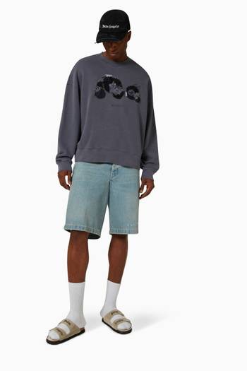 hover state of Patchwork Ripped Bear Sweatshirt in Cotton Terry