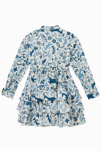 hover state of Celia Tiered Printed Shirt Dress in Cotton