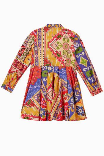 hover state of Dora Printed Patchwork Shirt Dress in Cotton-poplin