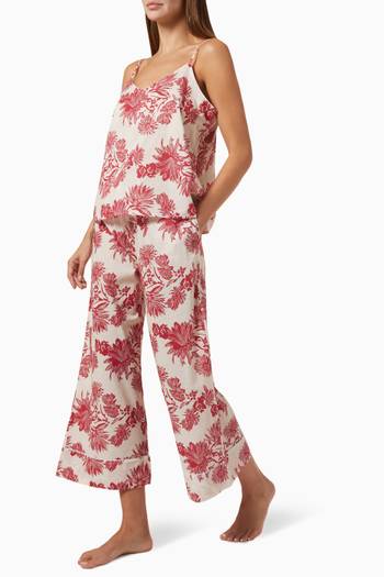 hover state of Cactus Flower Print Pyjama Pants in Cotton