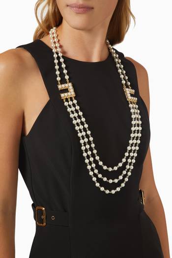 hover state of Multi-strand Crystals Necklace in Pearls