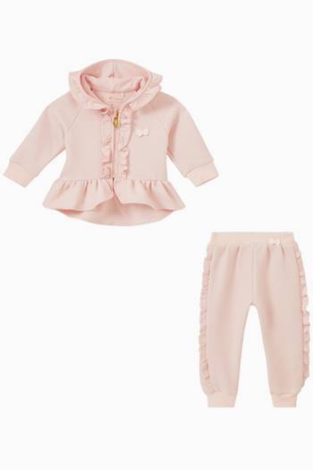 hover state of Diamond Frill Hooded Sweatsuit in Cotton