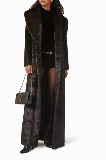 hover state of Shawl-collar Coat in Faux-fur