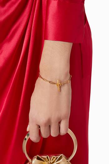 hover state of Two Chain Paperclip Bracelet in Yellow Gold Vermeil