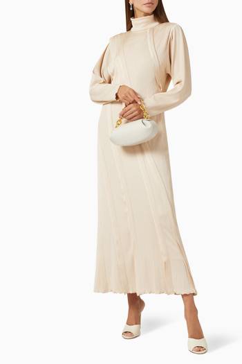 hover state of Pleated High-neck Midi Dress