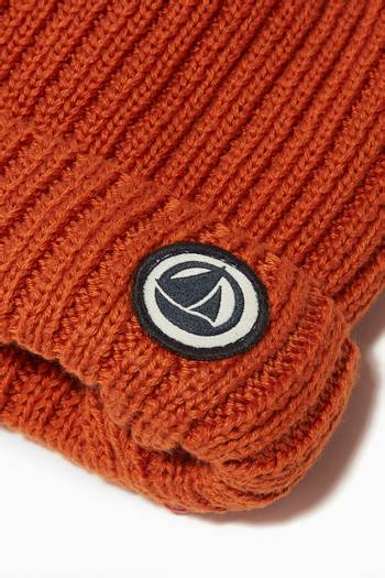 hover state of Logo Detail Beanie in Organic Cotton