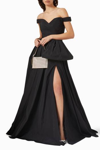 hover state of Off-shoulder Peplum Gown in Satin