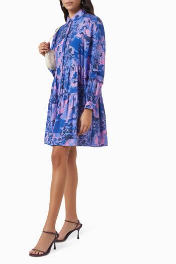 hover state of Yasnillo Printed Mini Shirt Dress in Viscose