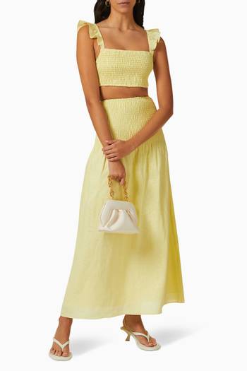 hover state of Francesca Shirred Maxi Skirt in Linen
