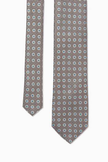 hover state of Medallion Tie in Silk Jacquard