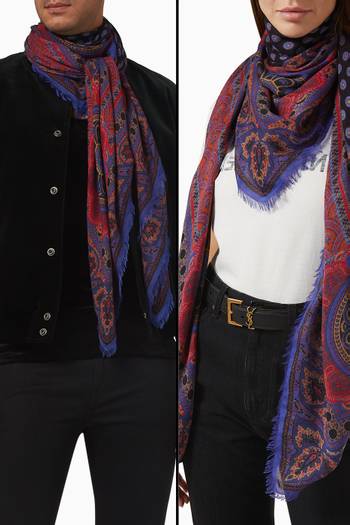hover state of Medallion-print Square Scarf in Modal & Cashmere
