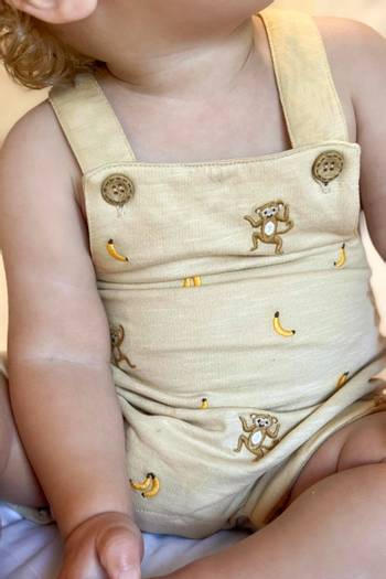 hover state of Monkey Print Overalls in Organic Cotton
