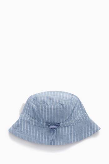 hover state of Striped Sunhat in Linen-blend