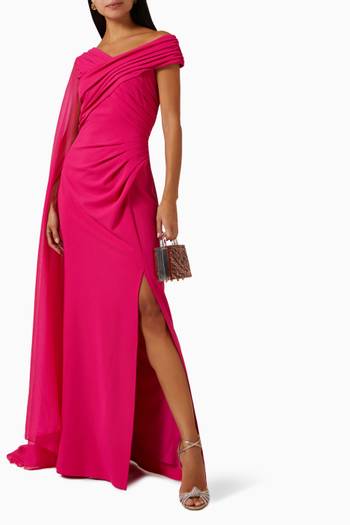 hover state of Off-shoulder Cape Gown