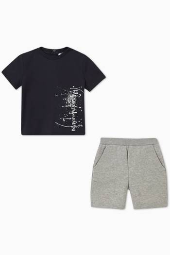 hover state of Logo T-shirt & Shorts Set in Cotton