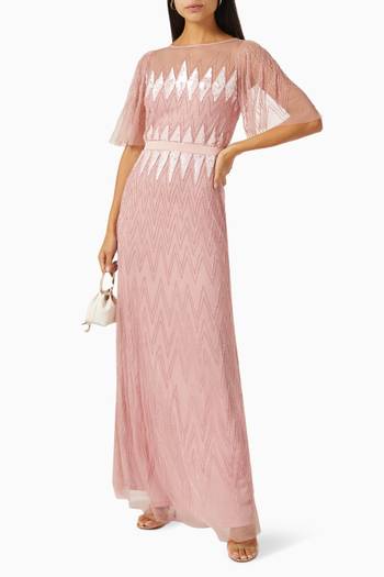 hover state of Bead-embellished Maxi Dress in Tulle