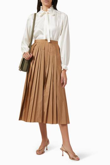 hover state of Afro Pleated Midi Skirt in Taffeta