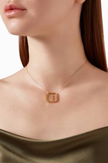 hover state of "A" Letter Diamond Necklace in 18kt Yellow Gold
