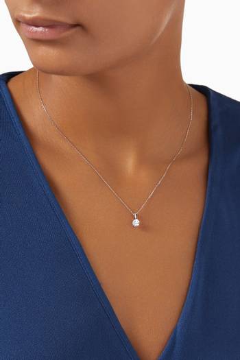 hover state of Gaia Solitaire Diamond Pendant Necklace in 18kt White Gold