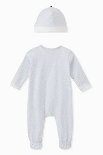 hover state of Monogram Sleepsuit & Hat Set in Cotton-jersey