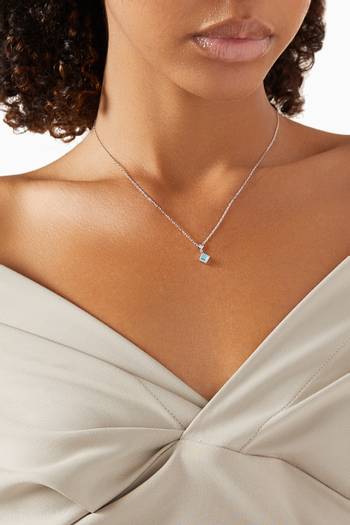 hover state of Cleo Lotus Pavè Diamond & Chalcedony Pendant Necklace in 18kt White Gold