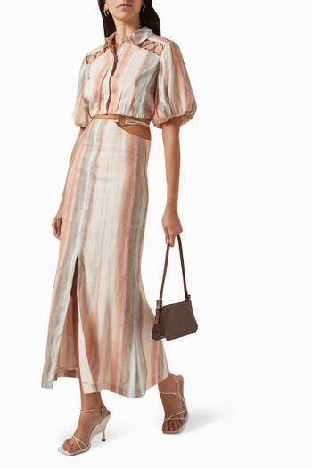 hover state of Jessica High-waist Midi Skirt in Linen-blend