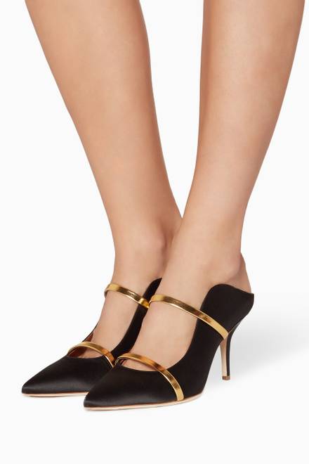 hover state of Black Satin Maureen Mules      