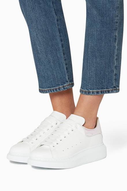 hover state of White Platform Leather Sneakers