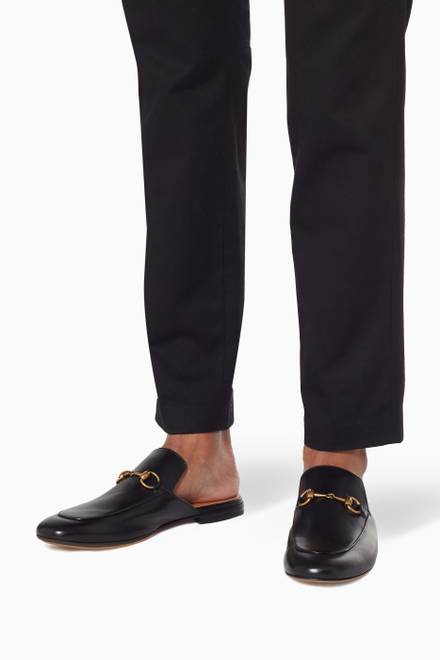 hover state of Black Kings Horsebit Backless Loafers