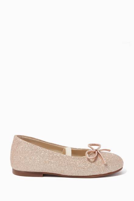 hover state of Bow Detail Glitter Ballerina Flats