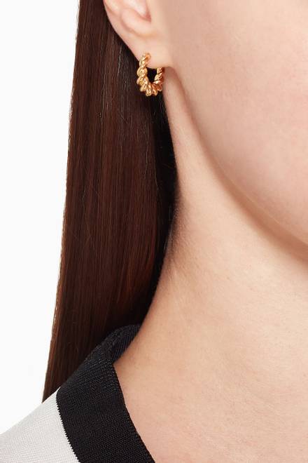 hover state of Mini Tidal Gold-Plated Brass Hoops  