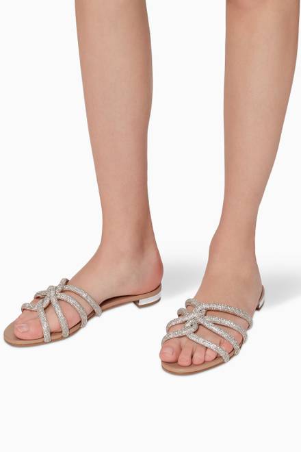 hover state of Moondust Leather Flat Sandals