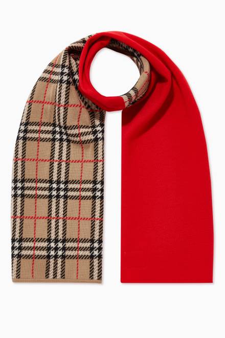 hover state of Colour-Block Vintage Check Merino Wool Scarf  
