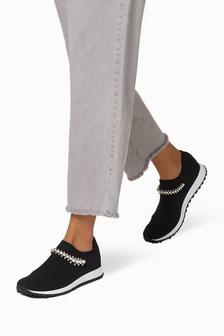 hover state of Verona Trainers with Crystal Detailing in Knit  