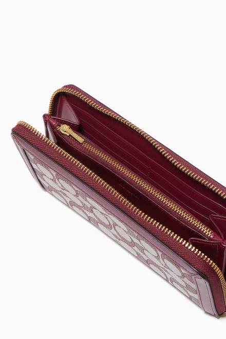 hover state of Accordion Zip Wallet in Signature Jacquard & Leather