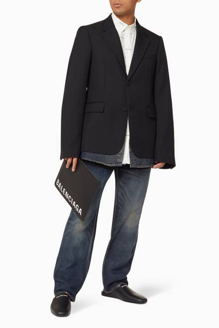 hover state of Tailoring Twill Denim Layered Blazer   