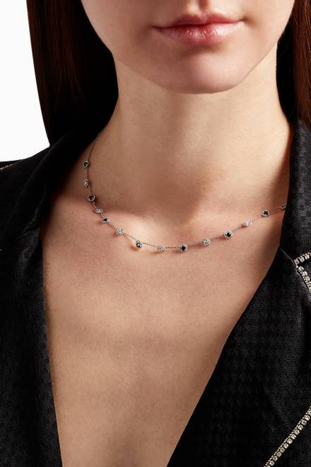 hover state of Salasil Necklace with Diamond & Sapphire in 18kt White Gold  