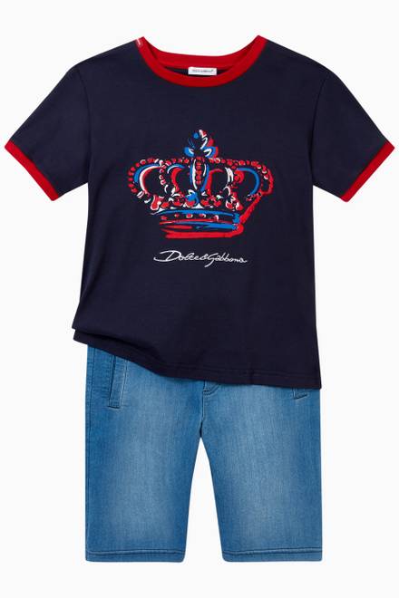hover state of T-shirt with Crown in Cotton Jersey