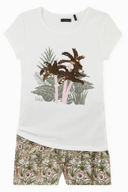 hover state of Jungle Print Flowing Shorts    