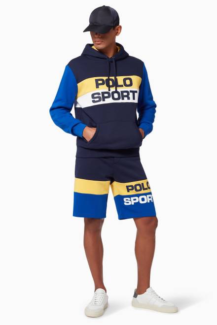 hover state of سويت شيرت بغطاء رأس مقسم بألوان بشعار Polo Sport