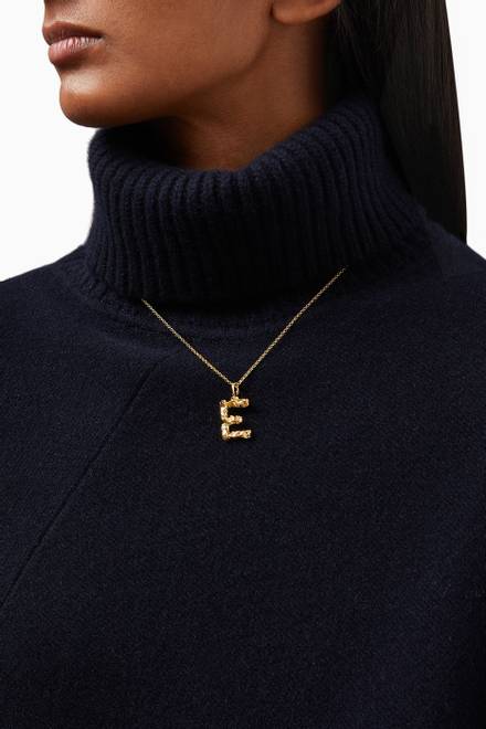 hover state of Alphabet Pendant Necklace in Brass    