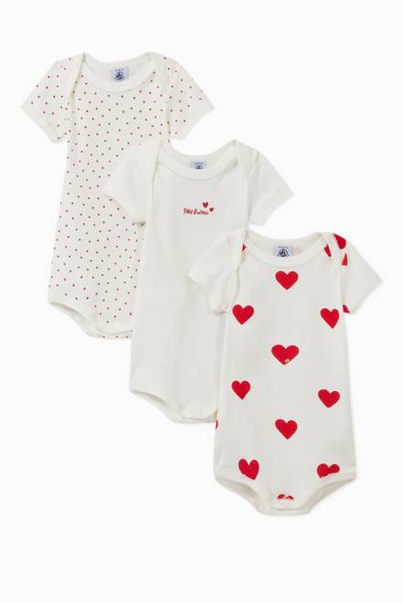 hover state of Hearts Cotton Bodysuit, Set of 3  