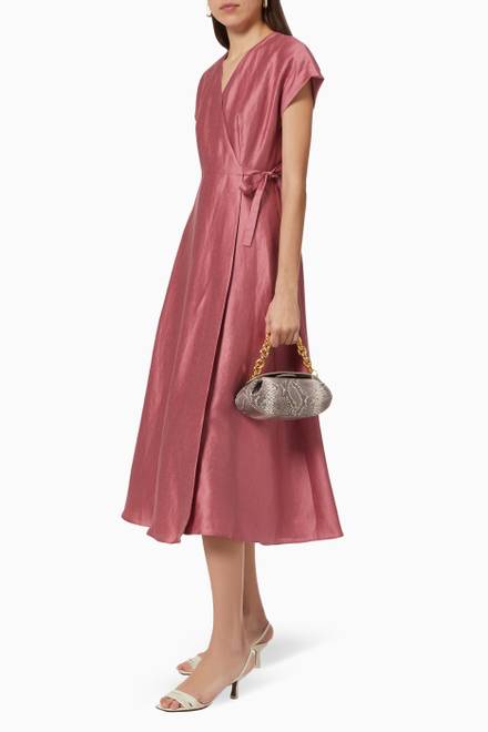 hover state of Luisa Wrap Dress in Satin Linen & Silk  