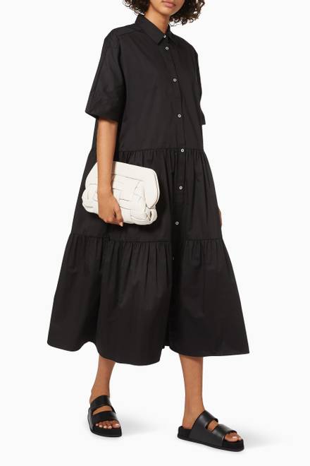 hover state of Short Sleeve Tiered Dress in Cotton Poplin  