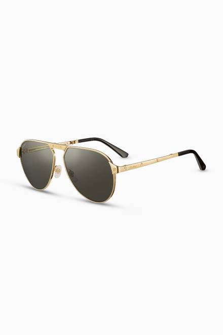 hover state of Santos de Cartier Aviator Sunglasses in Metal