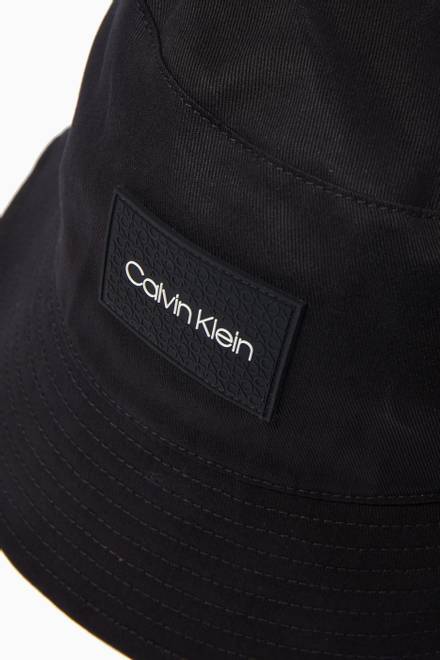 hover state of Essential Logo Patch Bucket Hat in Cotton Twill   