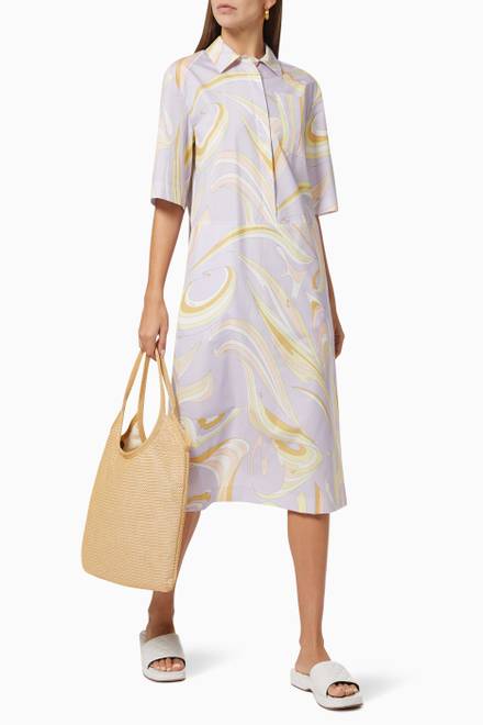 hover state of Vortici Print Shirt Dress in Cotton   