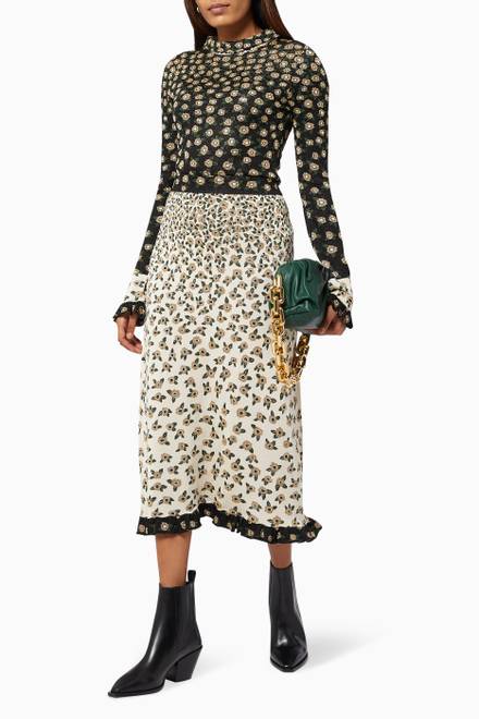 hover state of Midi Skirt in Floral Viscose 